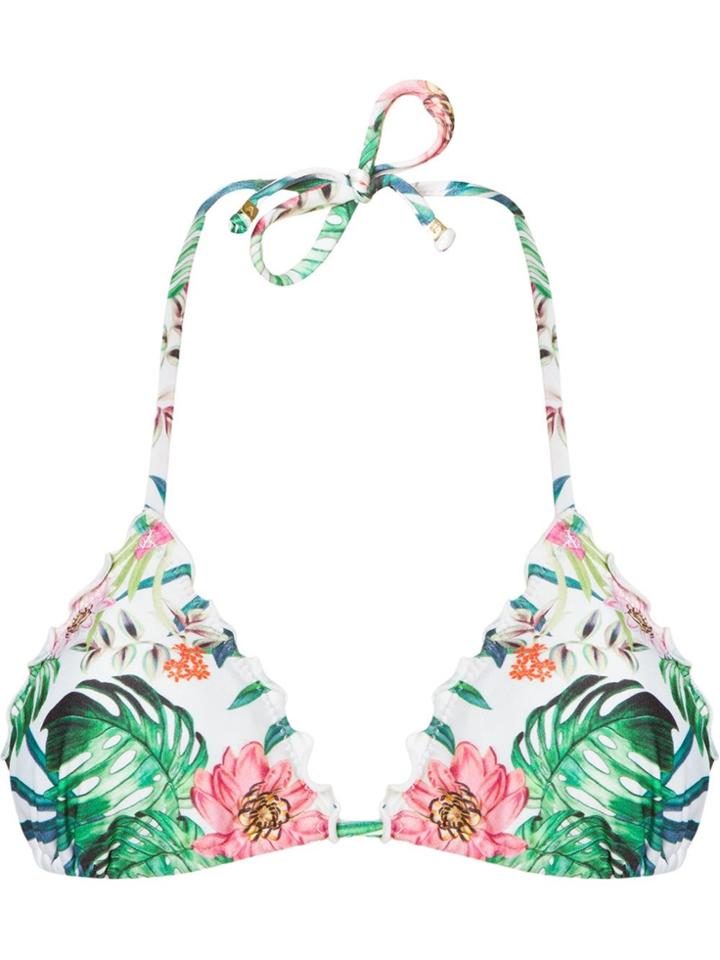 Amir Slama Printed Triangle Bikini Top - White