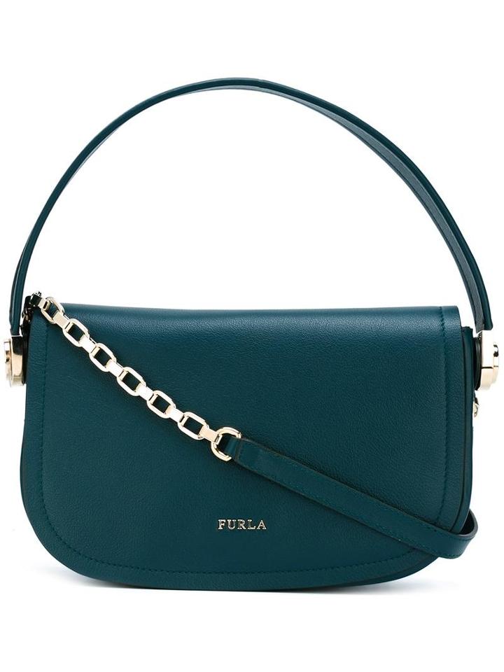 Furla Chain Strap Saddle Bag, Women's, Green, Leather