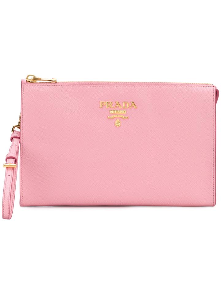 Prada Logo Clutch Bag - Pink & Purple