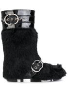 Miu Miu Faux Fur Buckled Boots - Unavailable