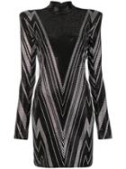 Balmain Embellished Long-sleeve Dress - Black