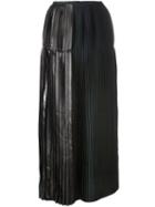 Stella Mccartney Split Material Pleated Skirt, Women's, Size: 40, Green, Polyester/acetate/viscose/aluminium