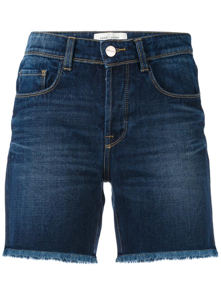 Each X Other Denim Frayed Shorts - Blue