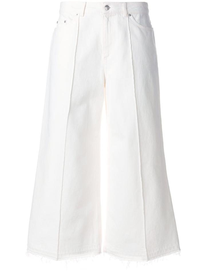Alexander Mcqueen - Cropped Wide Leg Jeans - Women - Cotton - 38, White, Cotton