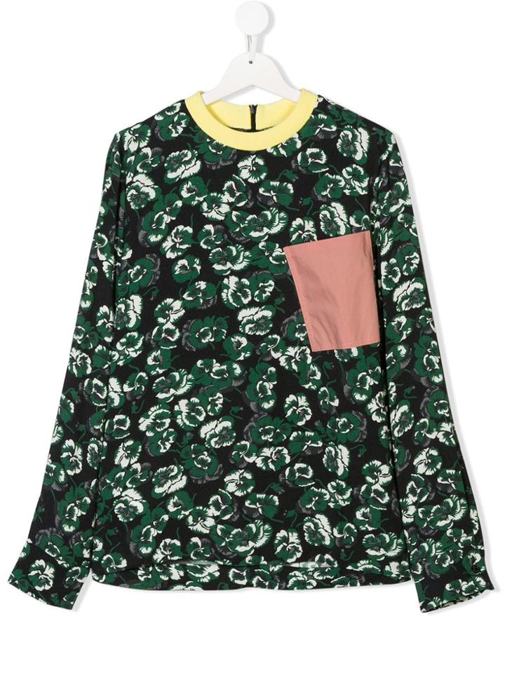 Marni Kids Teen Asymmetric Printed Blouse - Black