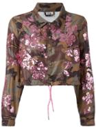 Gcds - Sequined Camouflage Print Cropped Jacket - Women - Polyamide - S, Green, Polyamide