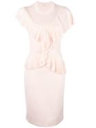Givenchy - Ruffle Trim Ribbed Dress - Women - Polyamide/spandex/elastane/viscose - M, Pink/purple, Polyamide/spandex/elastane/viscose
