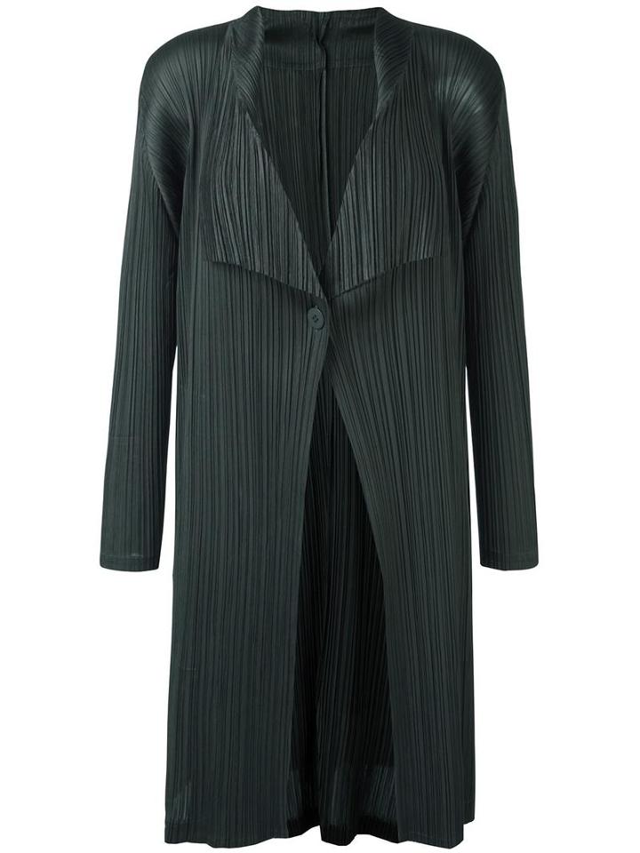 Pleats Please By Issey Miyake Pleated Single Button Cardigan, Women's, Size: Iii, Green, Polyester