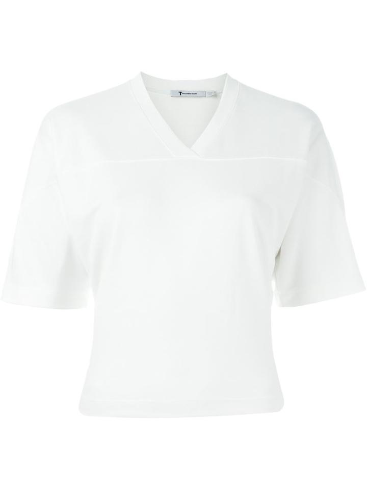 T By Alexander Wang Shortsleeved Football Sweatshirt, Women's, Size: Small, White, Polyester/modal