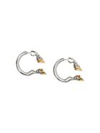 Burberry Palladium And Gold-plated Hoof Open-hoop Earrings - Silver