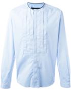 Christian Pellizzari Pleated Bib Shirt, Men's, Size: 44, Blue, Cotton