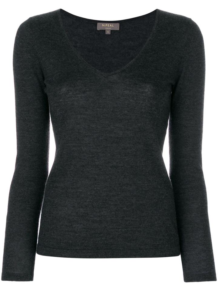 N.peal Superfine V-neck Jumper - Grey