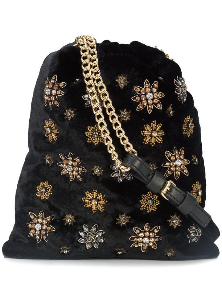 Alberta Ferretti Embellished Velvet Bag - Black