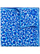 Canali Geometric Pattern Pocket Square, Men's, Blue, Silk