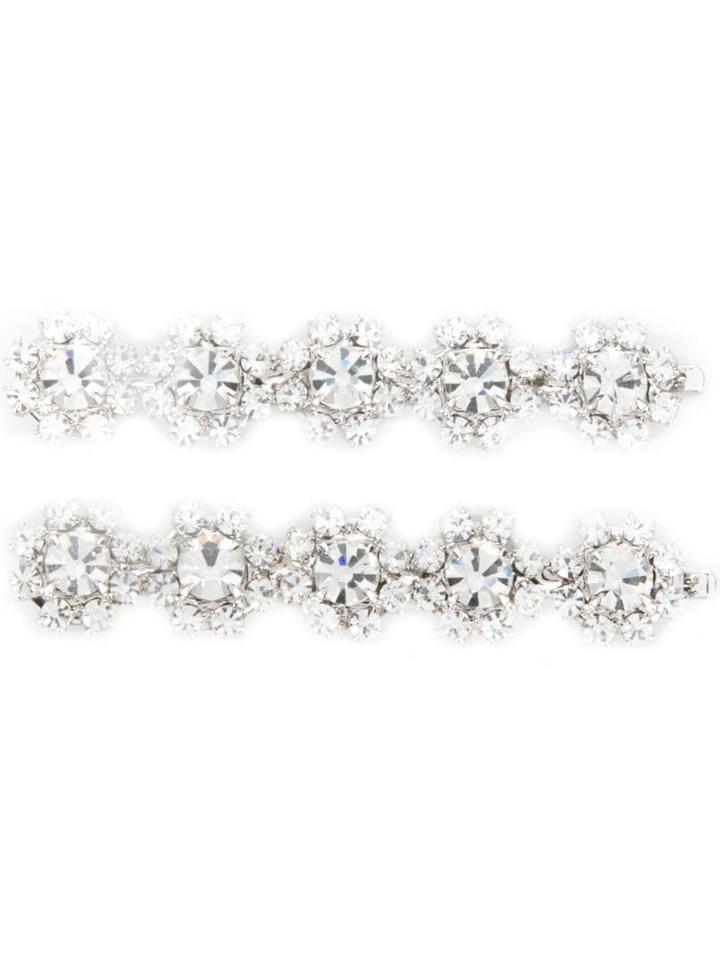Alessandra Rich Crystal Embellished Hair Clips - Silver