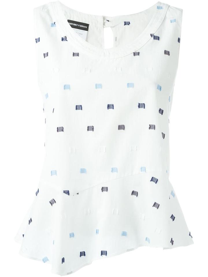 Emporio Armani Peplum Top, Women's, Size: 40, White, Cotton