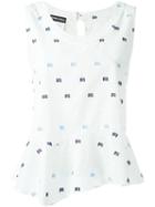 Emporio Armani Peplum Top, Women's, Size: 40, White, Cotton