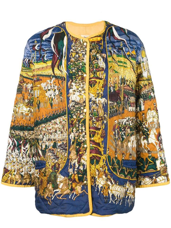 Hermès Vintage 1980's Soldier's Print Quilted Jacket - Brown