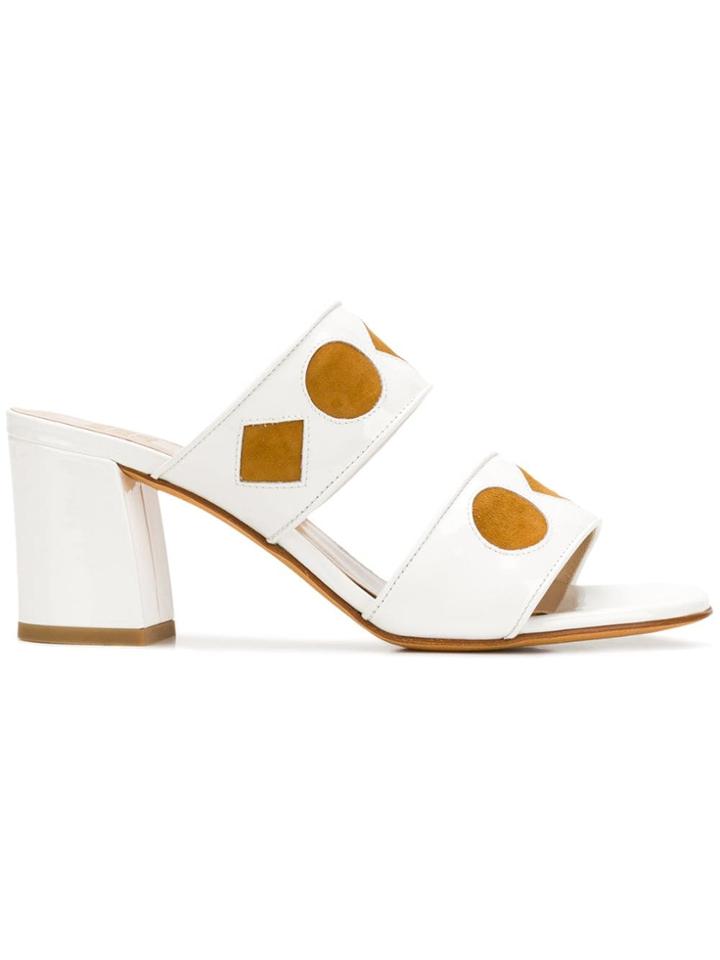 Maryam Nassir Zadeh Geometric Patch Block Heel Mules - White