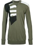 11 By Boris Bidjan Saberi - Patch Paneled Long Sleeved T-shirt - Men - Cotton - M, Green, Cotton