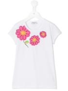 Monnalisa Floral Patch T-shirt, Girl's, Size: 8 Yrs, White