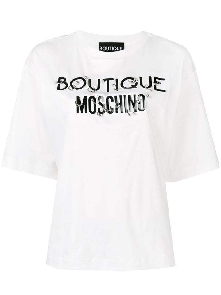 Boutique Moschino Pierced Logo T-shirt - White