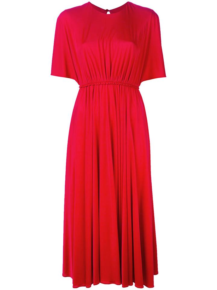 Valentino Pleated Midi Dress, Size: 40, Red, Viscose