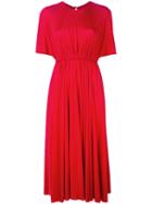 Valentino Pleated Midi Dress, Size: 40, Red, Viscose