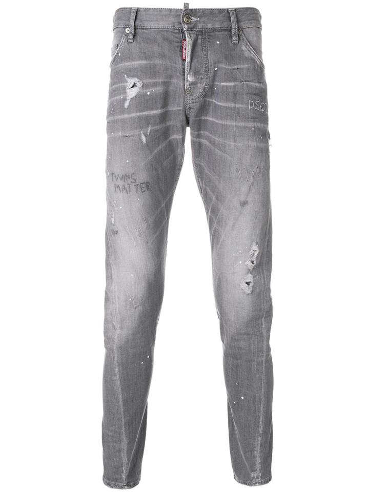 Dsquared2 Distressed Slim Jeans - Grey