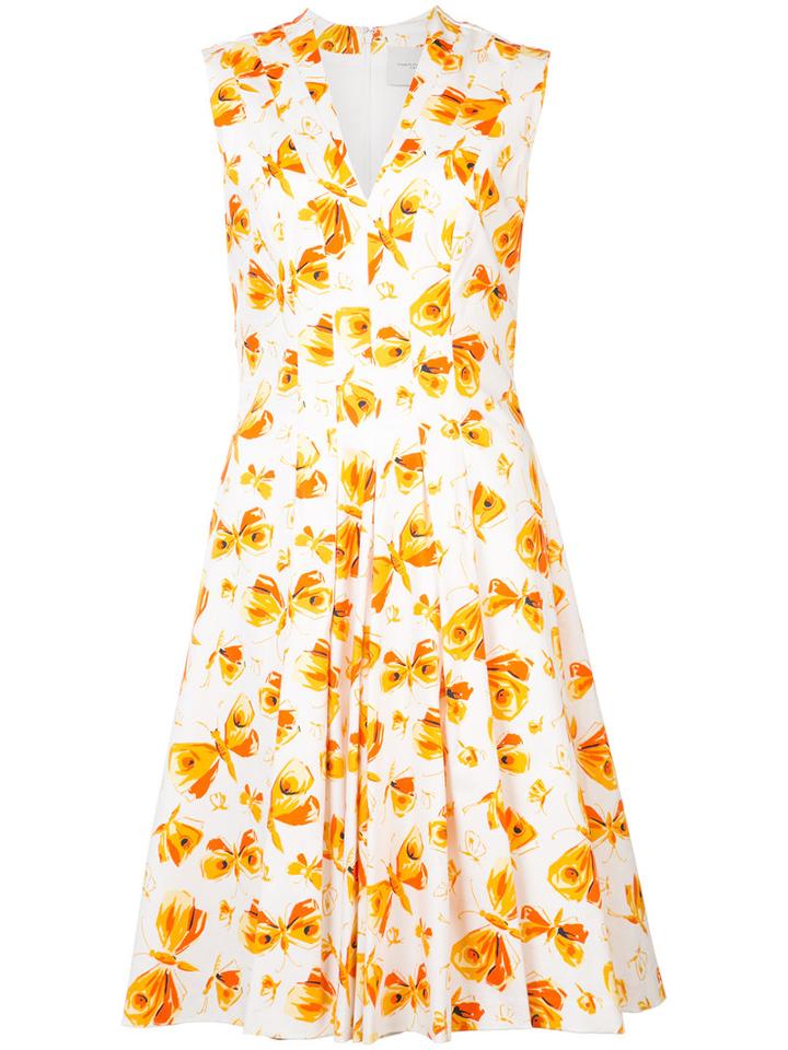 Carolina Herrera - Butterfly Skater Dress - Women - Cotton/spandex/elastane - 10, White, Cotton/spandex/elastane