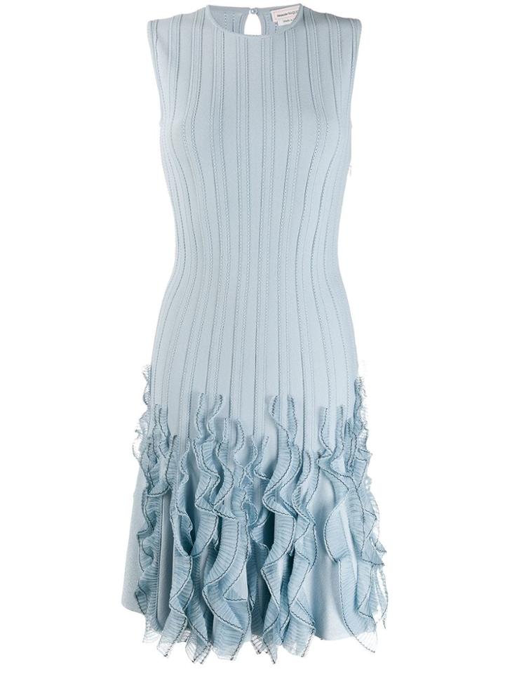 Alexander Mcqueen Ruffled Wave Hem Dress - Blue