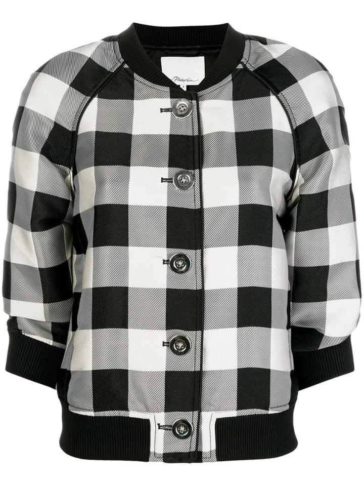 3.1 Phillip Lim Gingham Jacquard Bomber Jacket - Black