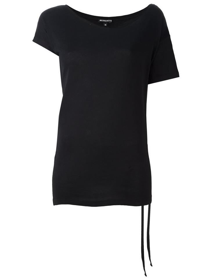 Ann Demeulemeester Boat Neck T-shirt, Women's, Size: 38, Black, Cotton