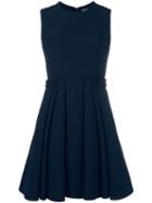 Alexander Mcqueen Pleated Mini Dress, Women's, Size: 44, Blue, Wool/silk/cotton/silk
