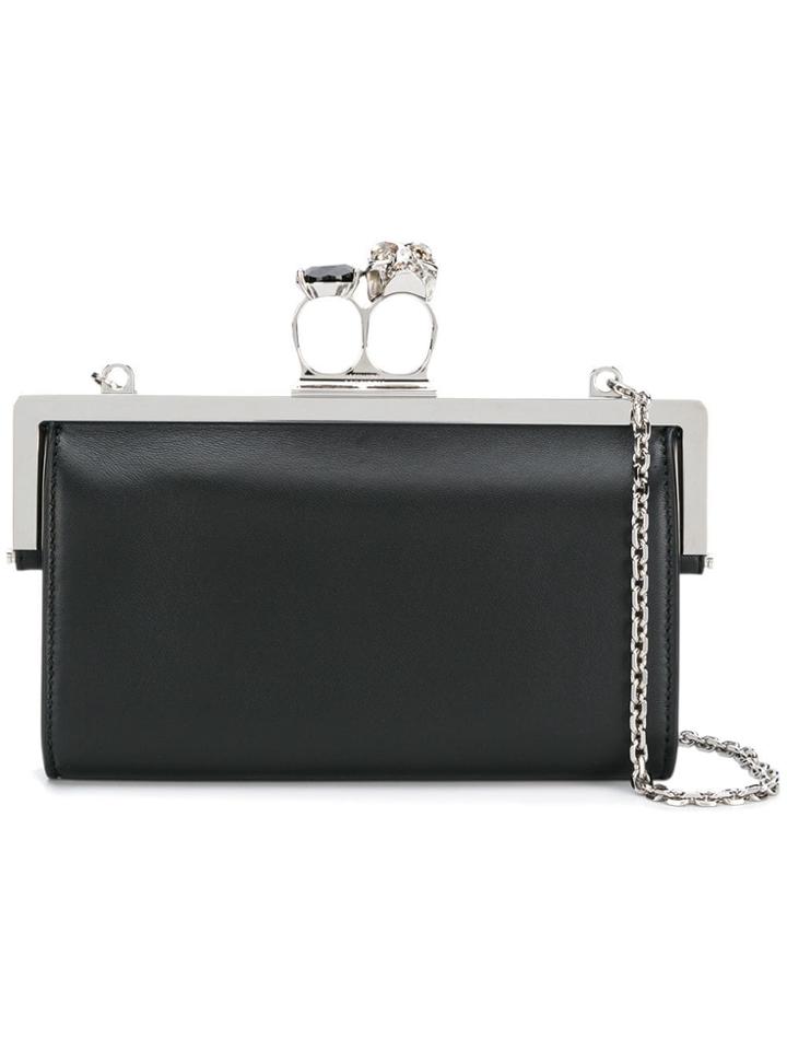 Alexander Mcqueen Double-ring Clutch - Black
