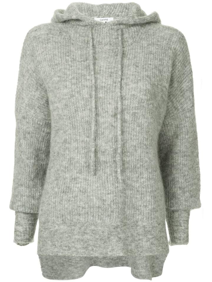 Ganni Callahan Ribbed Knit Hoodie - Grey