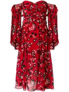 Self-portrait Off The Shoulder Floral Print Dress - Red