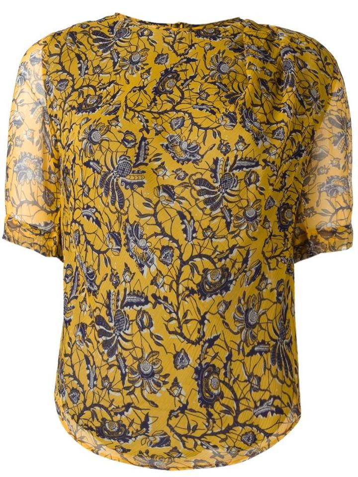 Isabel Marant Étoile - Floral Print Blouse - Women - Silk/viscose - 34, Yellow/orange, Silk/viscose