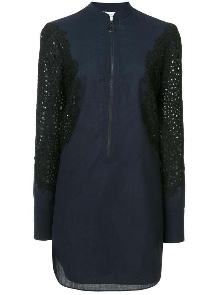 Akris Punto Knit Panel Zipped Shirt - Blue