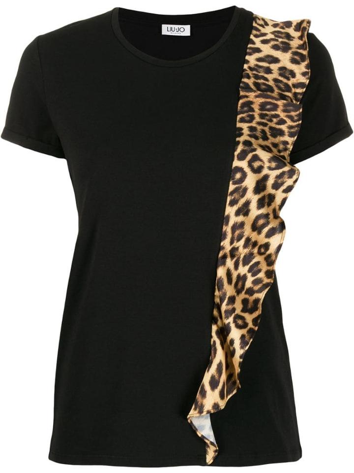 Liu Jo Leopard Panel T-shirt - Black