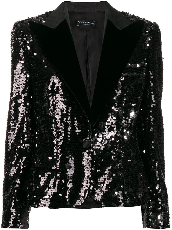Dolce & Gabbana Sequin Embroidered Blazer - Black