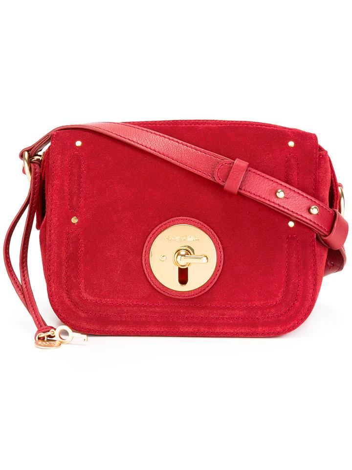 See By Chloé Flip Lock Shoulder Bag, Women's, Red, Suede