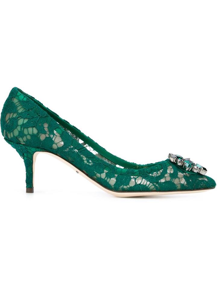 Dolce & Gabbana Belluci Pumps, Women's, Size: 36, Green, Viscose/leather