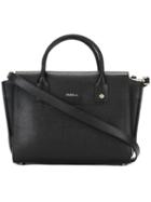 Furla Small 'linda' Carry-all Tote, Women's, Black, Cotton/leather