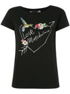 Love Moschino - Embroidered T-shirt - Women - Cotton/spandex/elastane - 40, Black, Cotton/spandex/elastane