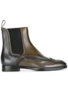 Santoni Quarter Brogue Chelsea Boots