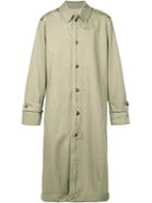 Maison Margiela Raw Edge Trench Coat, Men's, Size: 52, Green, Cotton/polyester