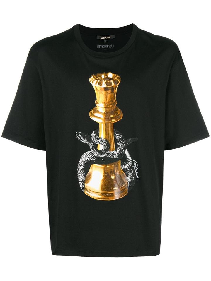 Roberto Cavalli Snake Print T-shirt - Black
