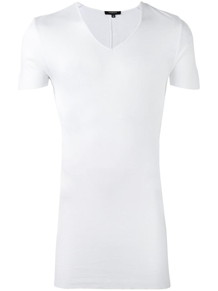 Unconditional - Ribbed V-neck T-shirt - Men - Rayon - M, White, Rayon