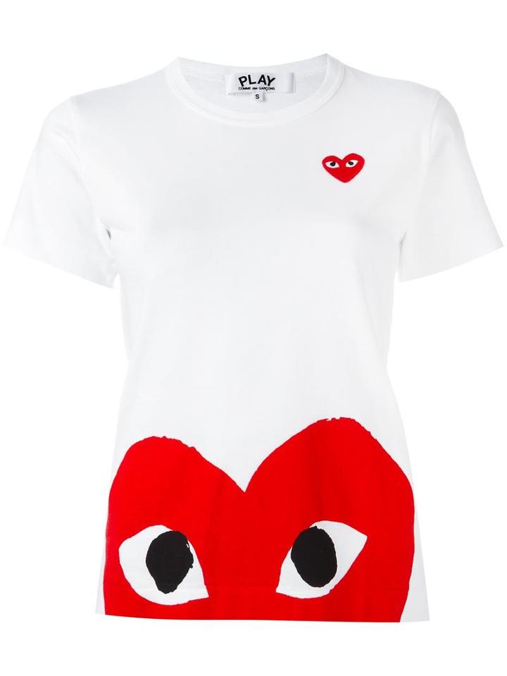 Comme Des Garçons Play - Heart Print T-shirt - Women - Cotton - S, Women's, White, Cotton